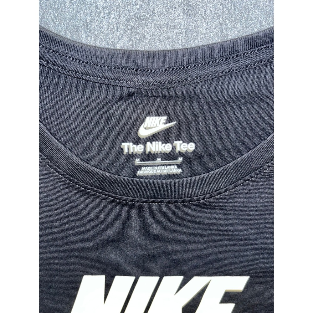Nike Sportswear Essential Futura Logo Graphic Tee Black White Womens Size M - Picture 3 of 11